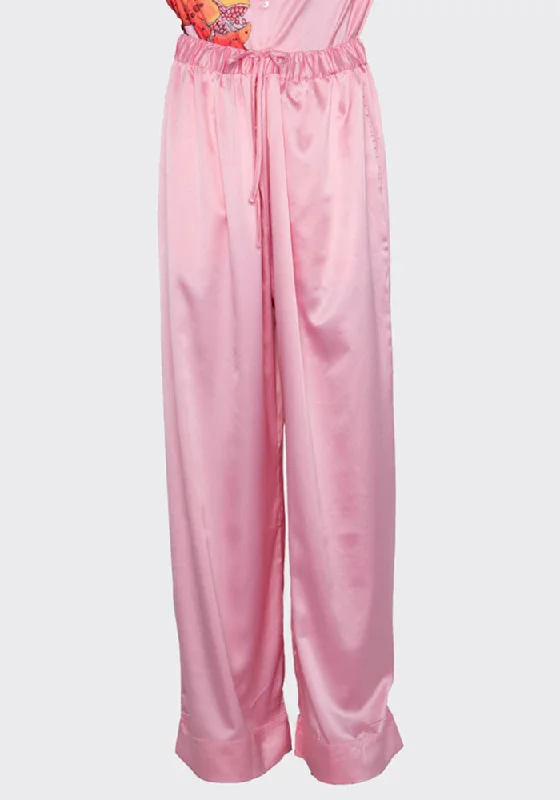Classic Styles LU'U DAN MP022W_FS FLUID SATIN PYJAMA TROUSERS PINK