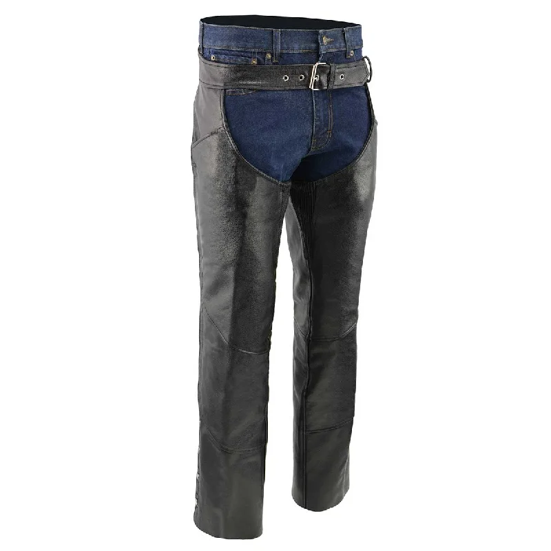 Urban Tees Men's XS432 Classic Black Thermal Lined Leather Motorcycle Chaps with Jean Style Pockets Urban Tees Men's XS432 Classic Black Thermal Lined Leather Motorcycle Chaps with Jean Style Pockets