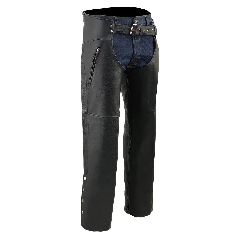 Active Wear Milwaukee Leather Men's Black Premium Leather Motorcycle Rider Chaps w/ Thigh Pocket and Mesh Liner-ML1190 Active Wear Milwaukee Leather Men's Black Premium Leather Motorcycle Rider Chaps w/ Thigh Pocket and Mesh Liner-ML1190