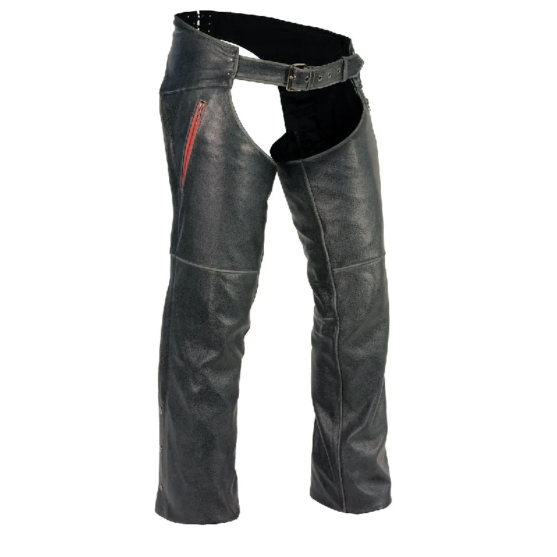 Casual Shoes Milwaukee Leather MLM5535 Men's Vintage Grey Slate Leather Chaps with Color Accent Zipper