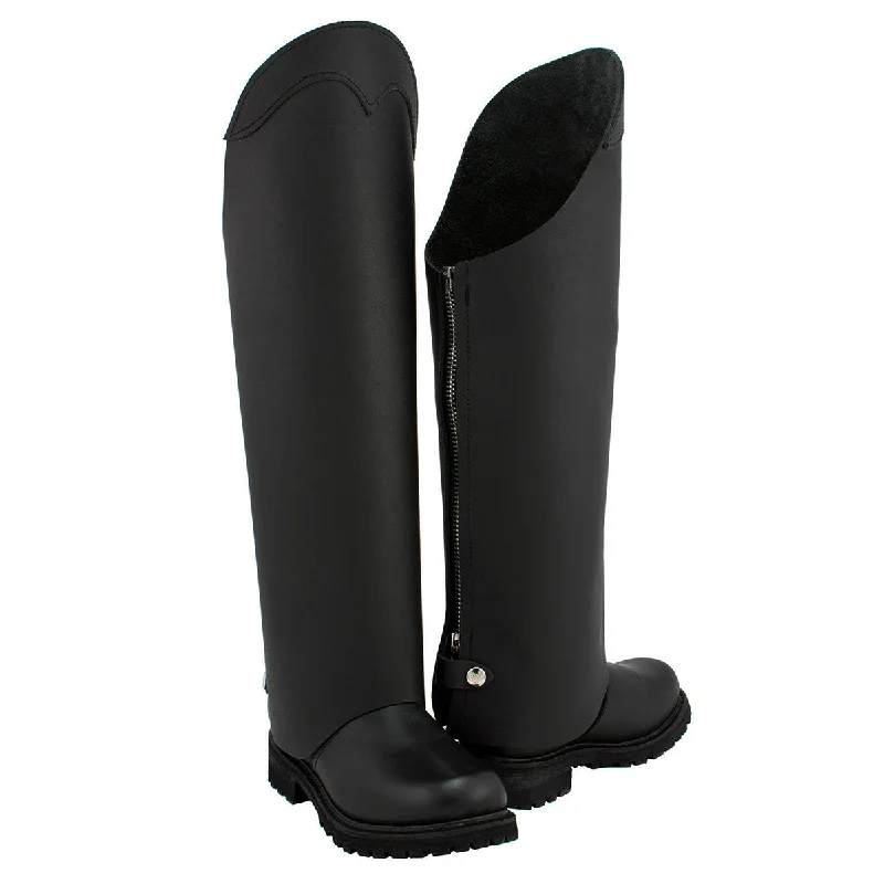 Travel Wear Milwaukee Leather MLM5556 Unisex Black Leather Tall Half Chaps with Back Zipper Travel Wear Milwaukee Leather MLM5556 Unisex Black Leather Tall Half Chaps with Back Zipper