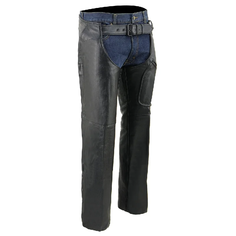 Streetwear Clothing Milwaukee Leather Men’s Black Premium Leather Motorcycle Rider Chaps w/ Front 3-Pockets - Thigh Patch Pocket-SH1766 Streetwear Clothing Milwaukee Leather Men’s Black Premium Leather Motorcycle Rider Chaps w/ Front 3-Pockets - Thigh Patch Pocket-SH1766