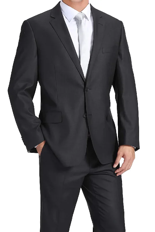 Casual Button-ups 100% Virgin Wool Regular Fit 2 Piece Suit 2 Button in Charcoal