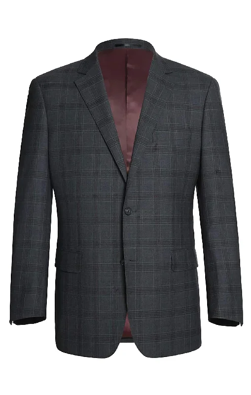 Street Style Tops 100% Wool Dress Suit Regular Fit 2 Piece 2 Button in Dark Gray