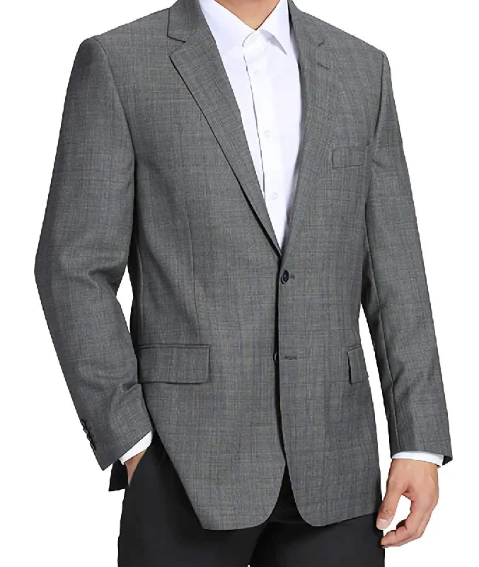 Trendy Shoes 100% Wool Glen Plaid Pattern Regular Fit 2 Button Blazer in Gray