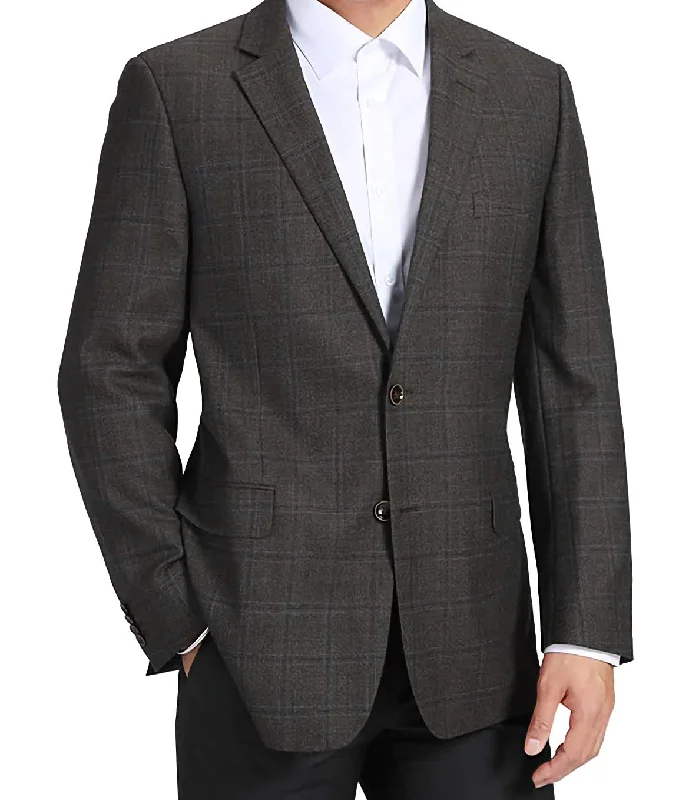Cool Bottoms 100% Wool Regular Fit 2 Button Blazer Glen Plaid in Brown