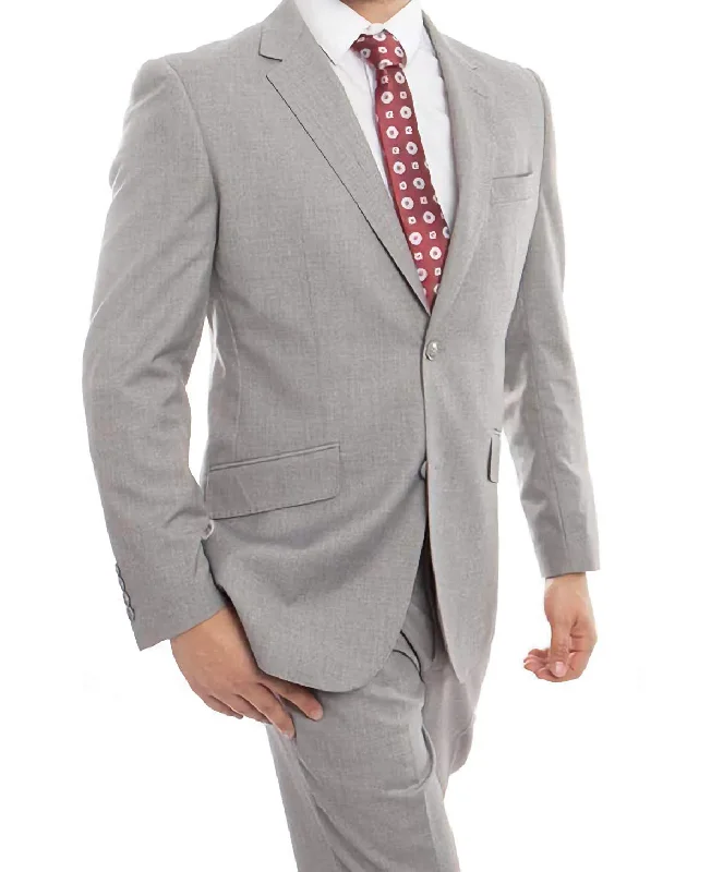 Minimalist Pieces Wool Suit Modern Fit Italian Style 2 Piece in Gray