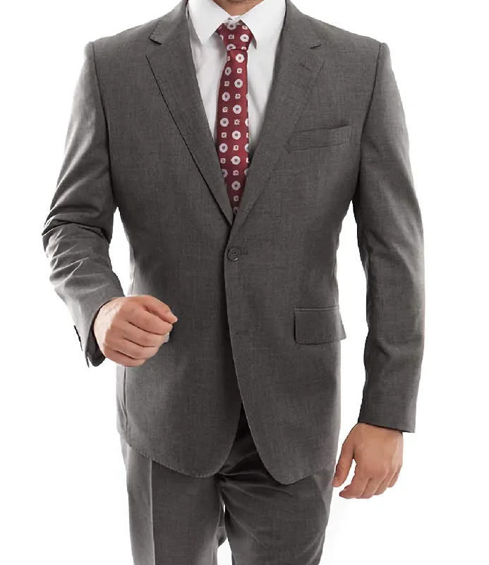 Comfort Jackets Wool Suit Modern Fit Italian Style 2 Piece in Dark Gray