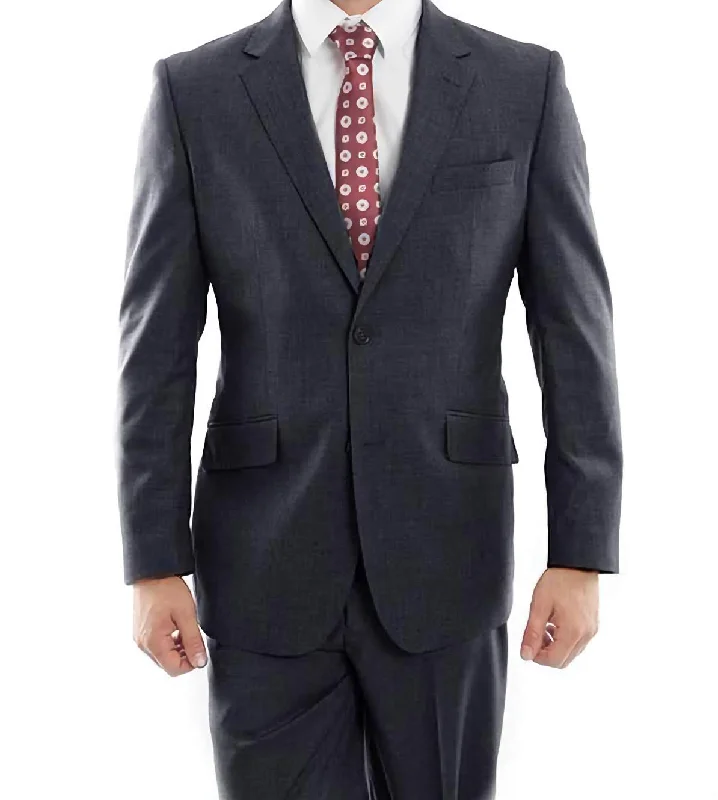 Active Styles Wool Suit Modern Fit Italian Style 2 Piece in Navy