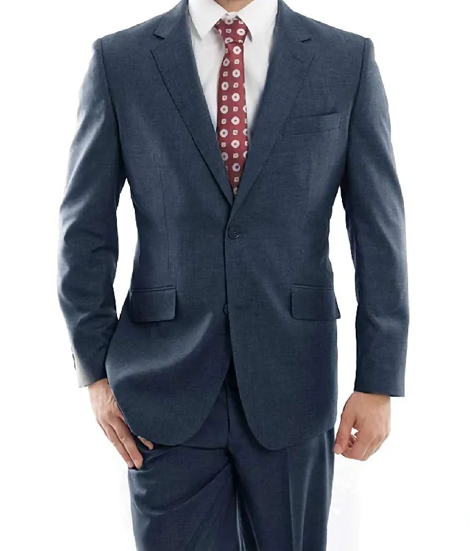 Soft Fabrics Wool Suit Modern Fit Italian Style 2 Piece in Indigo