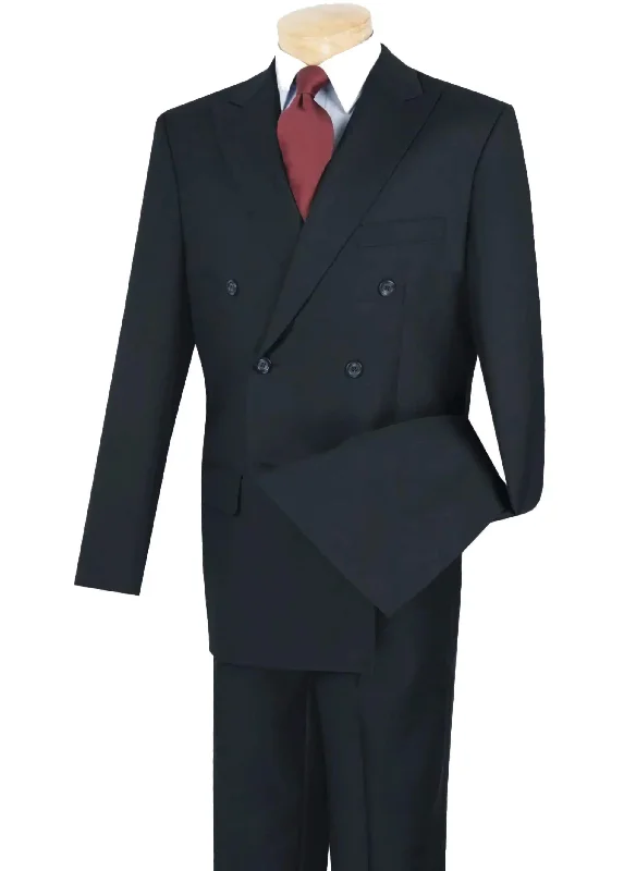 Smart Suits Navy Regular Fit Double Breasted 2 Piece Suit