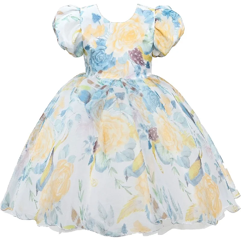 Trendy Sweaters Blue Chablis Floral Garden Organza Dress