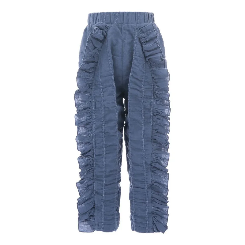 Stylish Jeans Blue Ruffled Pants