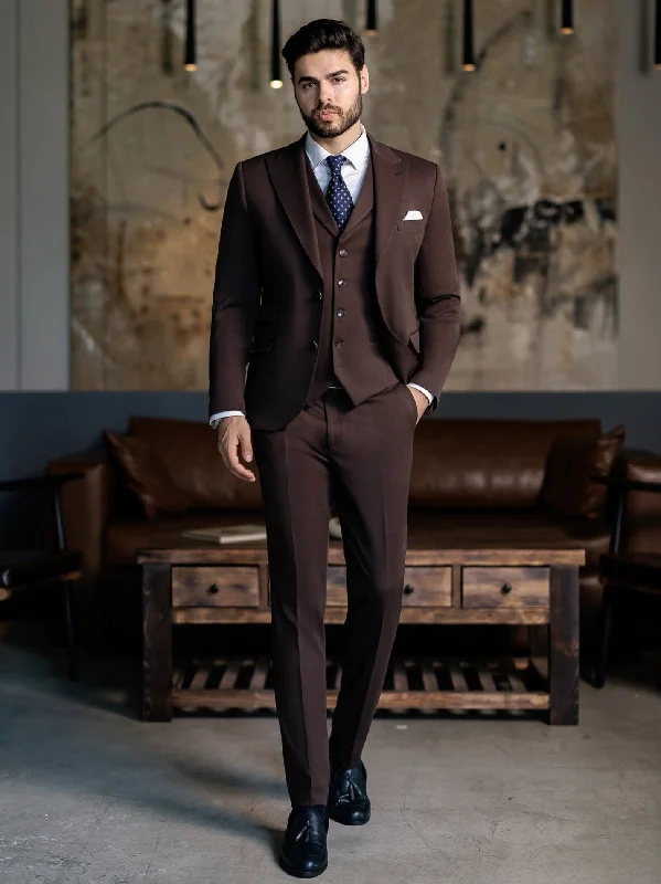 Summer Trends Brown Slim-Fit Suit 3-Piece