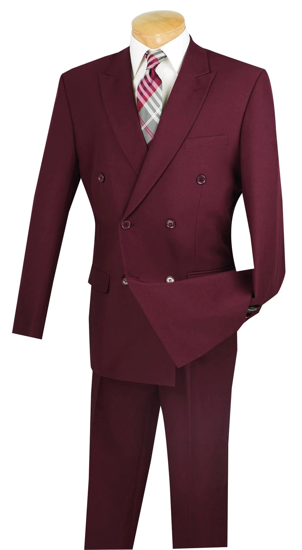 Minimal Apparel Burgundy Regular Fit Double Breasted 2 Piece Suit