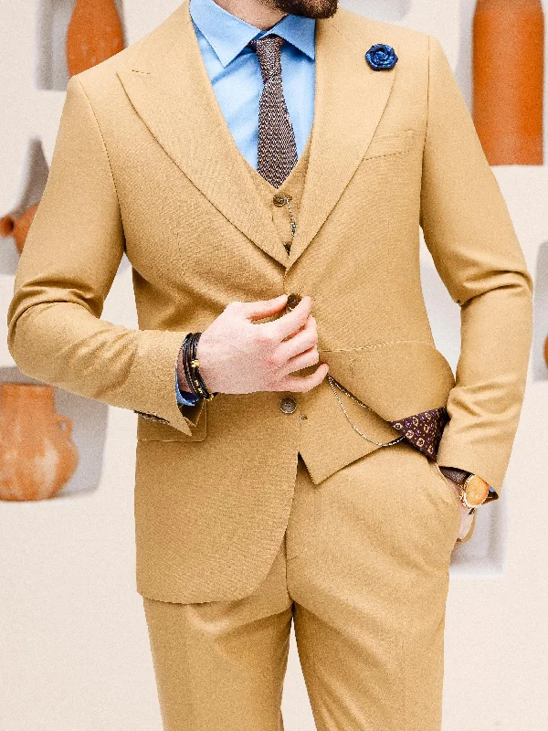 Sleek Designs Camel Slim-Fit Suit 3-Piece