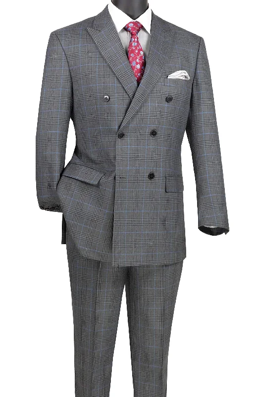 Casual Shirts Charcoal Double Breasted 2 Piece Suit Regular Fit Tone on Tone Windowpane Casual Shirts Charcoal Double Breasted 2 Piece Suit Regular Fit Tone on Tone Windowpane