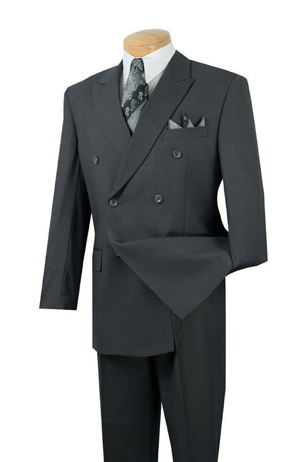 Trendy Sweaters Charcoal Regular Fit Double Breasted 2 Piece Suit