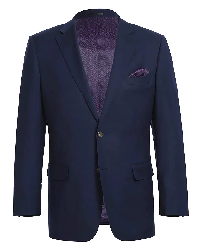 Everyday Apparel Wool Regular Fit Blazer Solid Color in Dark Navy