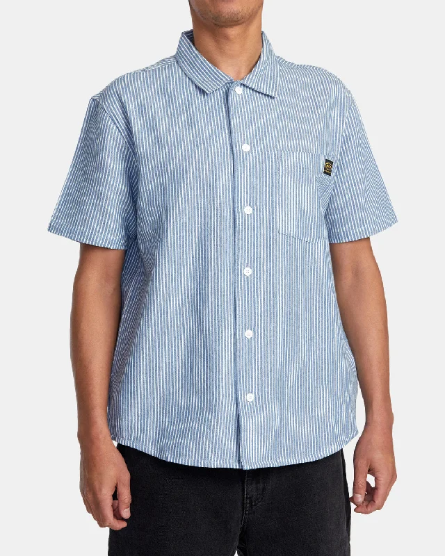Classic Designs Dayshift Stripe II Short Sleeve Shirt - Chambray
