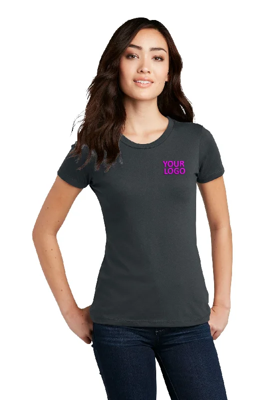 Basic Essentials District Made Ladies Perfect Blend Crew Tee's, Charcoal