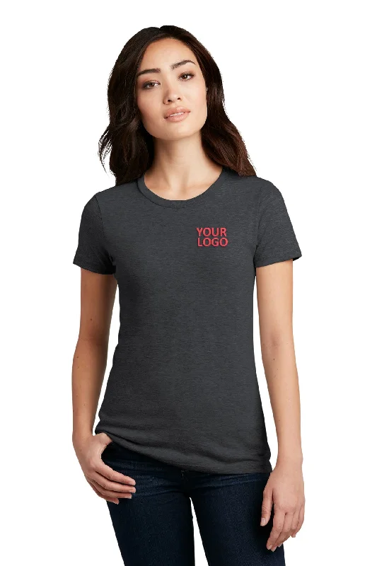 Chic Outfits District Made Ladies Perfect Blend Crew Tee's, Heathered Charcoal