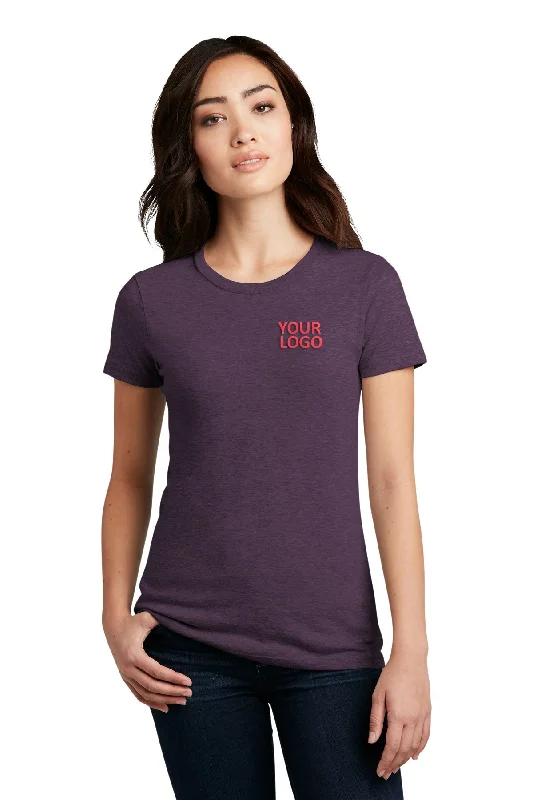 Relaxed T-shirts District Made Ladies Perfect Blend Crew Tee's, Heathered Eggplant