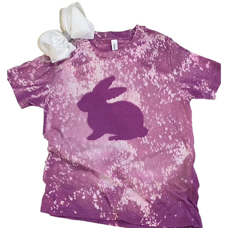 Chic Outfits Girl's Bleached Bunny Tee In Purple