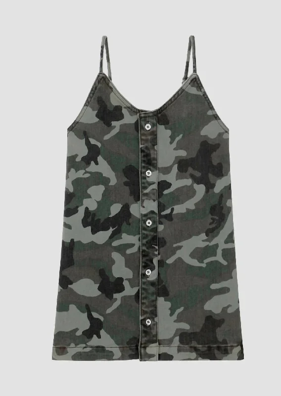Relaxed Looks Girls Camo Dress In Sage