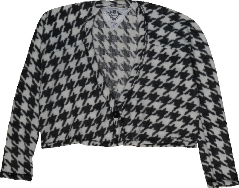 Street Outfit Girls Houndstooth Cardigan In Black & White