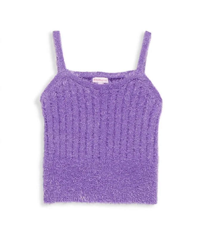 Sporty Designs Girl's Knit Tank In Lucky Lilac