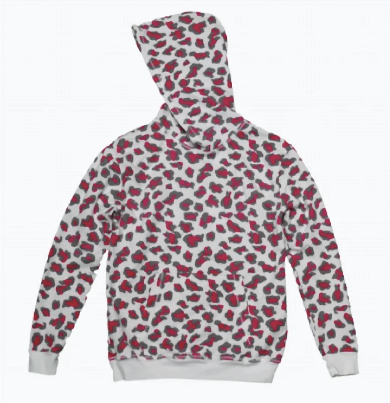 Active Styles Girl's Leopard Oversized Pullover In Pink,grey
