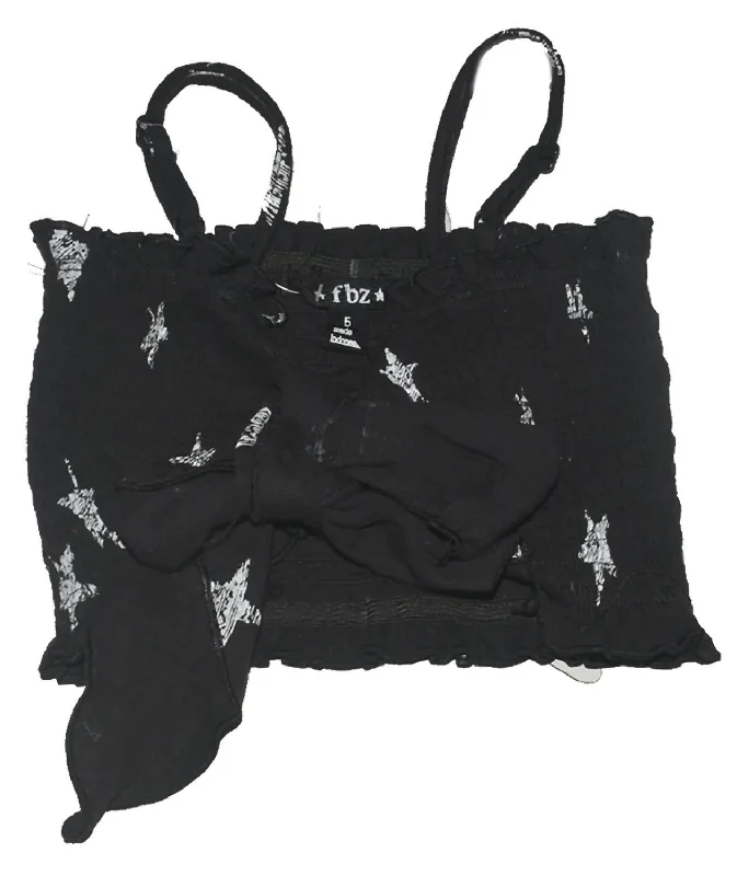 Relaxed Fit Clothing Girls Stars Smock Top In Black