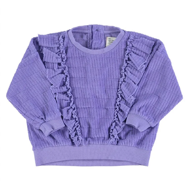 Designer Pieces Girls Sweatshirt In Purple W/ Frills