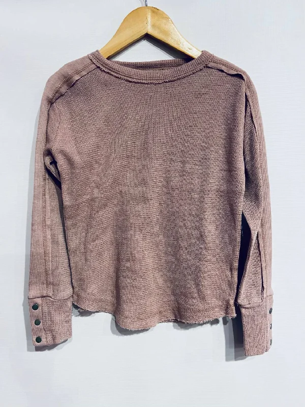 Weekend Styles Girl's Thermal Top In Dusty Pink