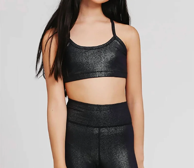 Casual Footwear Girl's Tlc Y-Back Foil Bra Top In Black