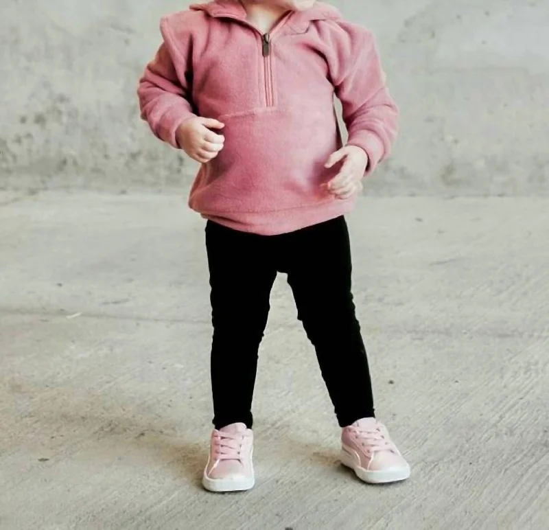 Cool Bottoms Girl's Toddler Halfzip Sweatshirt In Cozy Cutie Raspberry