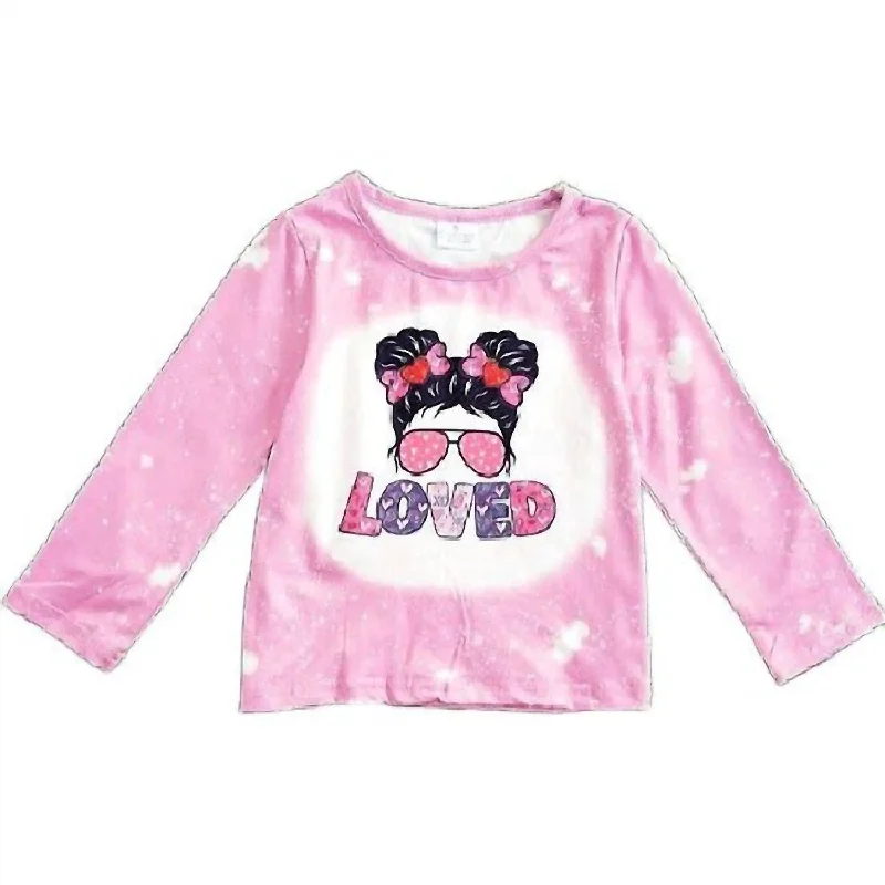Winter Outfits Girl's Valentine's Day Loved Tee In Pink