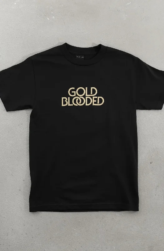 Practical Clothing Gold Blooded Serif (Men's Black Tee)