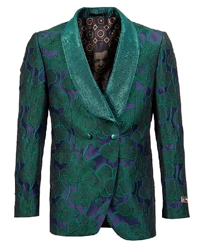 Minimalist Pieces Green Slim Fit Dinner Jacket Double Breasted Blazer