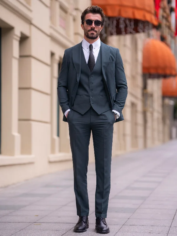 All-Season Wear Green Slim-Fit Suit 3-Piece