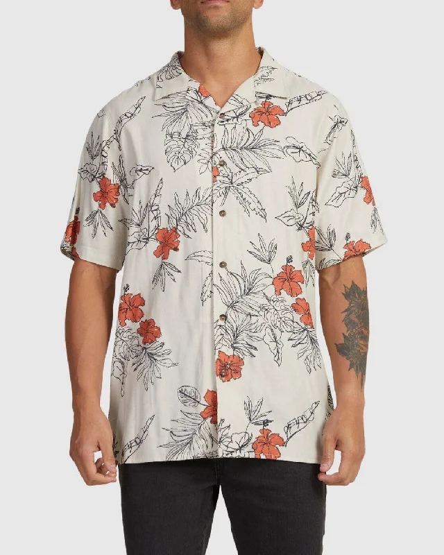 Layered Styles Hand Drawn Short Sleeve Shirt Shirt - Bone