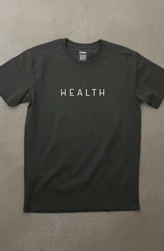 Smart Pants Health Is Wealth (Men's Charcoal A1 Tee)