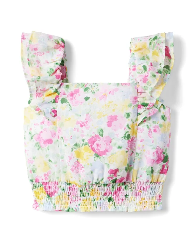 Trendy Sweaters Janie and Jack Floral Smocked Waist Chiffon Top