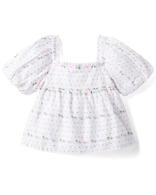 Classic Designs Janie and Jack Floral Swiss Dot Bubble Sleeve Top