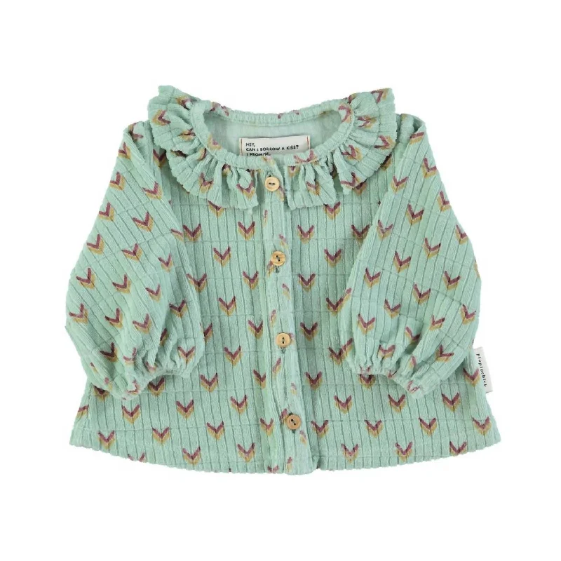 Trendy Shoes Kids Girls Blouse In Green W/ Multicolor Arrows