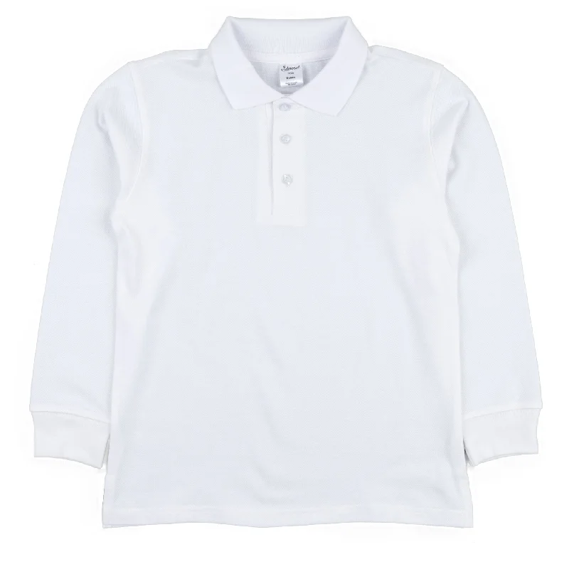 Comfort Clothes Long Sleeve Cotton Polo Shirt Neutral Solid Color