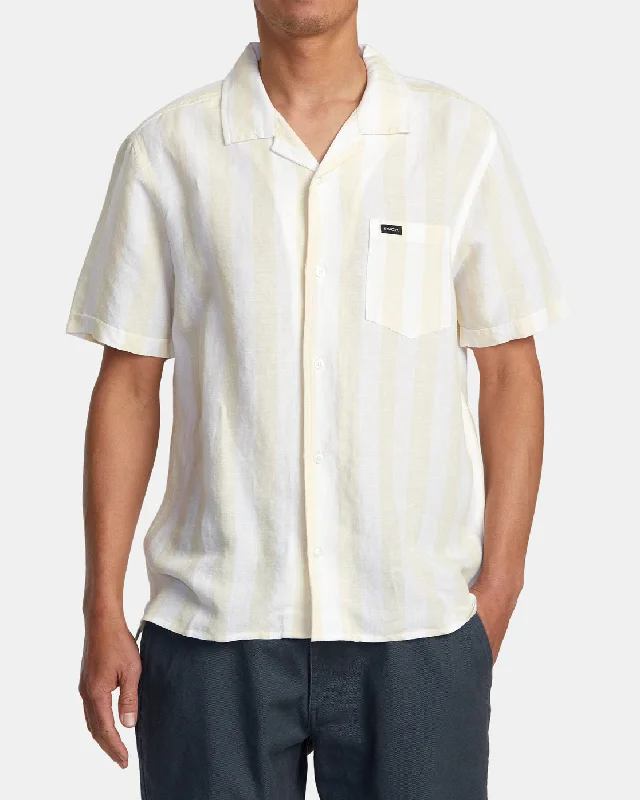 Fashion Pants Love Stripe Short Sleeve Shirt - Canary