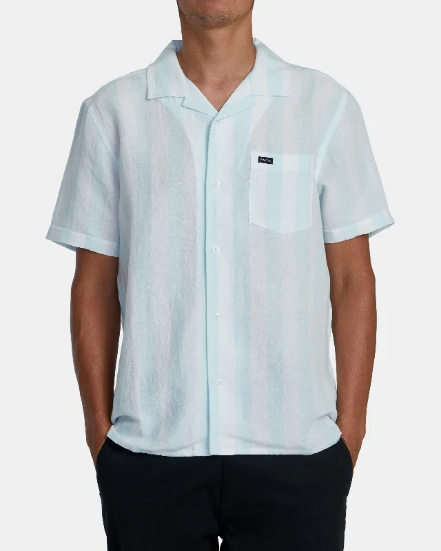 Functional Wear Love Stripe Short Sleeve Shirt - Light Blue