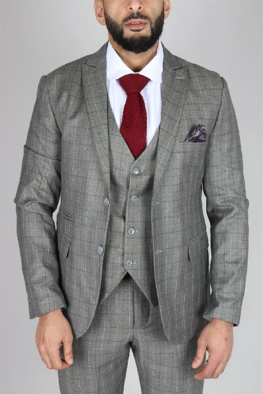 Athletic Tops Men's Grey Suit Prince Of Wales Check Tailored Fit 3 Piece Formal Dress Athletic Tops Men's Grey Suit Prince Of Wales Check Tailored Fit 3 Piece Formal Dress